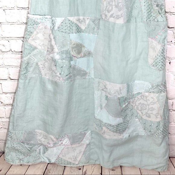 Euc-tera Bora Designer Italian Linen PatchWork Lagenlook Fully Lined Maxi Dress - Picture 4 of 16